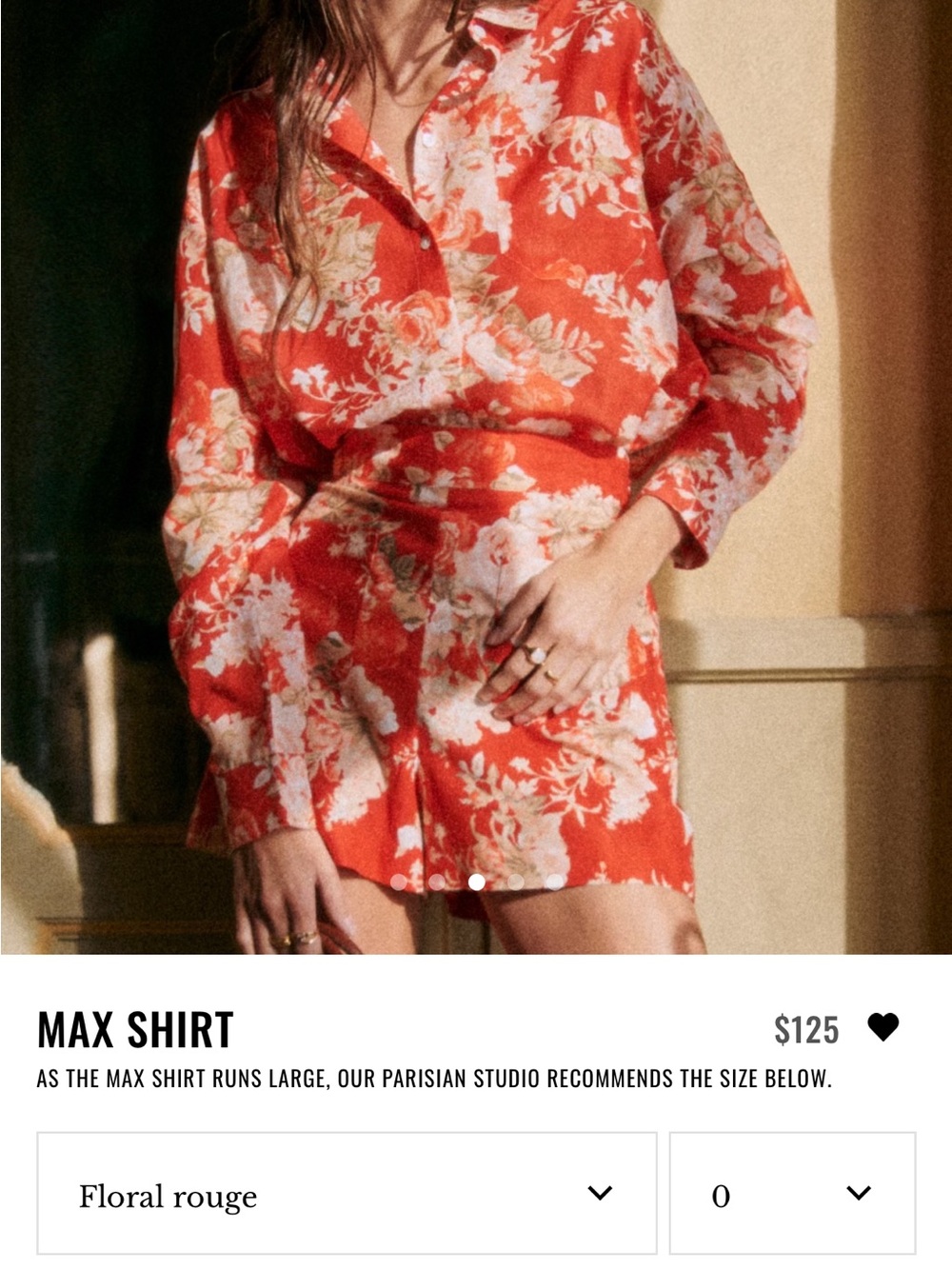 Sezane Max Shirt Floral Rouge Size 32/US0